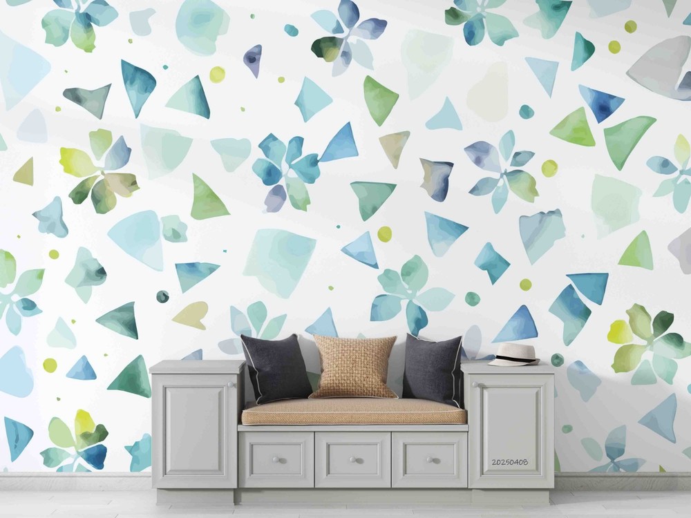 3D Blue Flowers Watercolor Pattern Wall Murals Wallpaper Murals Wall Sticker