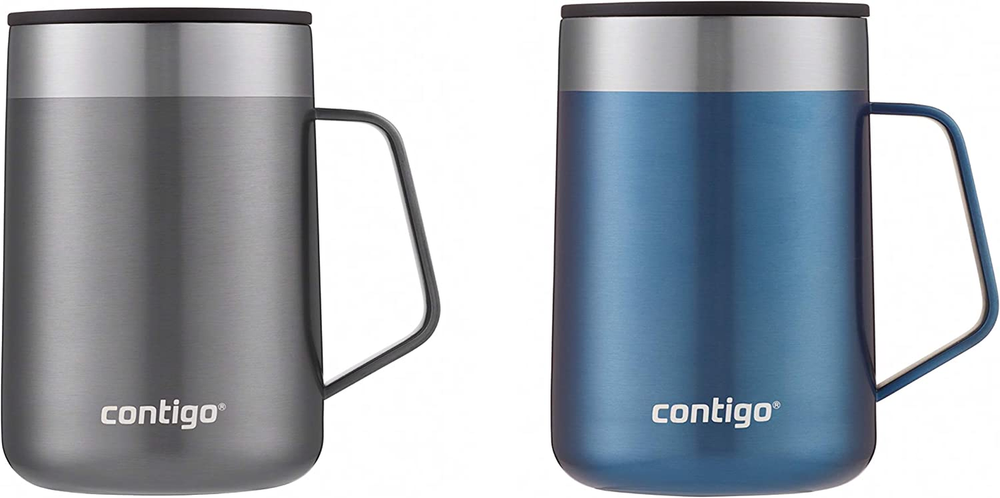 Streeterville Stainless Steel Travel Mug with Splash-Proof Lid, Sake;Blue Corn,