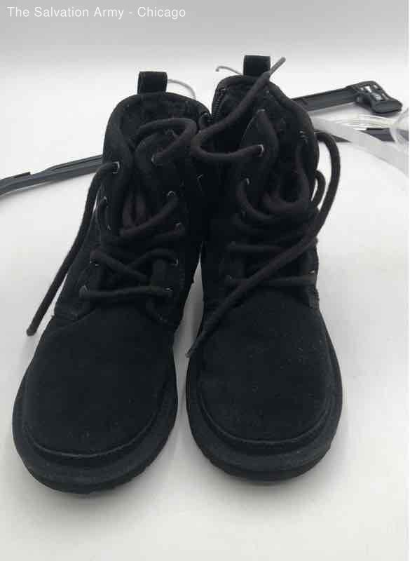 UGG Kids Neumel 1134190K Black Round Toe Lace-Up Ankle Snow Boots Size 1