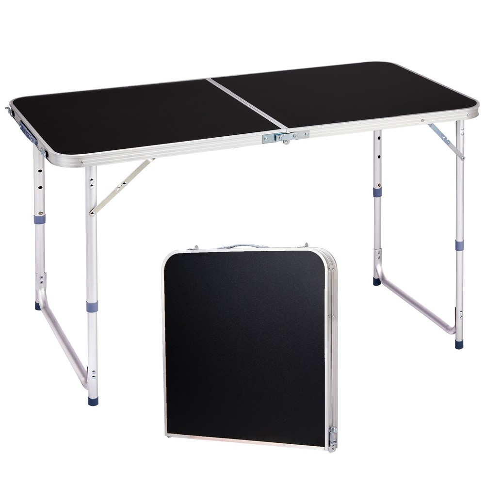 4 FT Garden Portable Plastic Folding Black Table Perfect for In/Outdoor Party