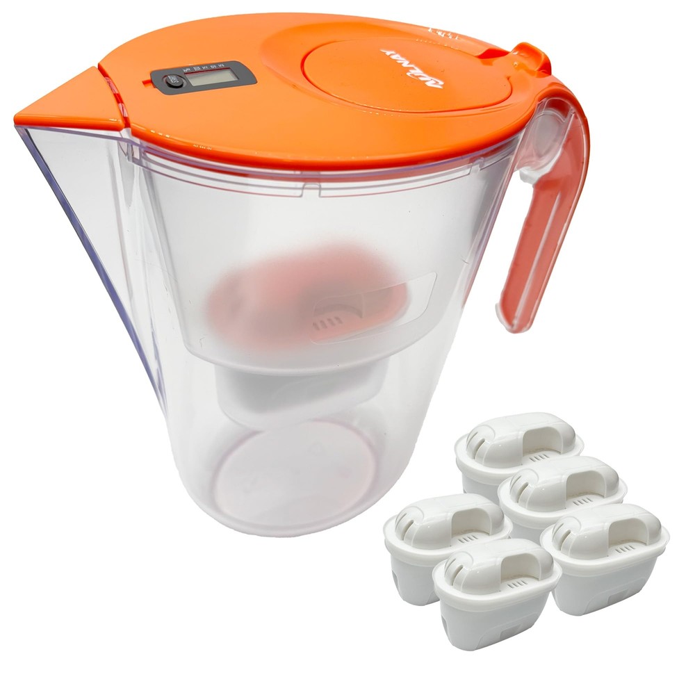 Water Filter Pitcher with 5 Filters, BPA-Free Water Pitcher, Long-Lasting Wat...
