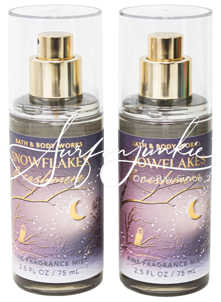 Bath & Body Works Snowflakes & Cashmere Mini Travel Fragrance Spray Mist 2 Piece