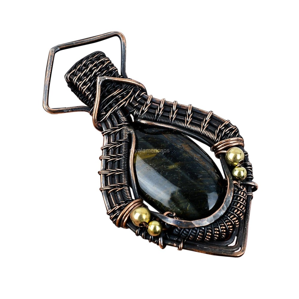 Natural Nellite Wire Wrap Christening Pendant - Mother's Day Sale in Copper-image