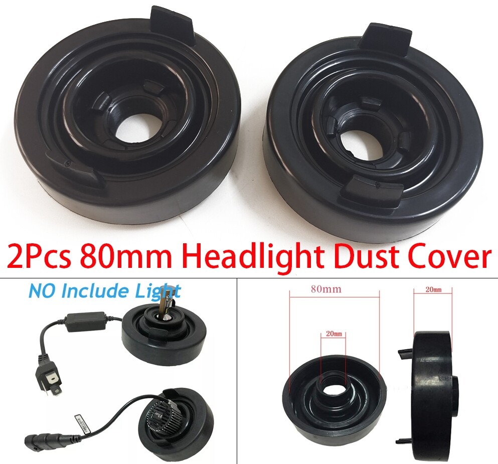 2Pcs 80mm Headlight Bulb Dust Cover for HID LED Car Lights - Dustproof Housing Cap Seal  
