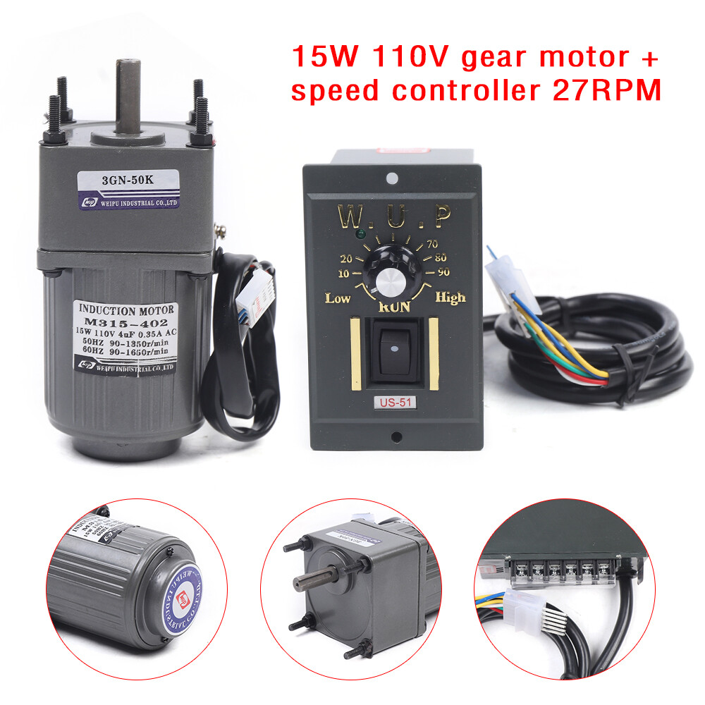27 RPM High Torque Gear Motor AC Electric Motor Variable Speed Controller 1:50