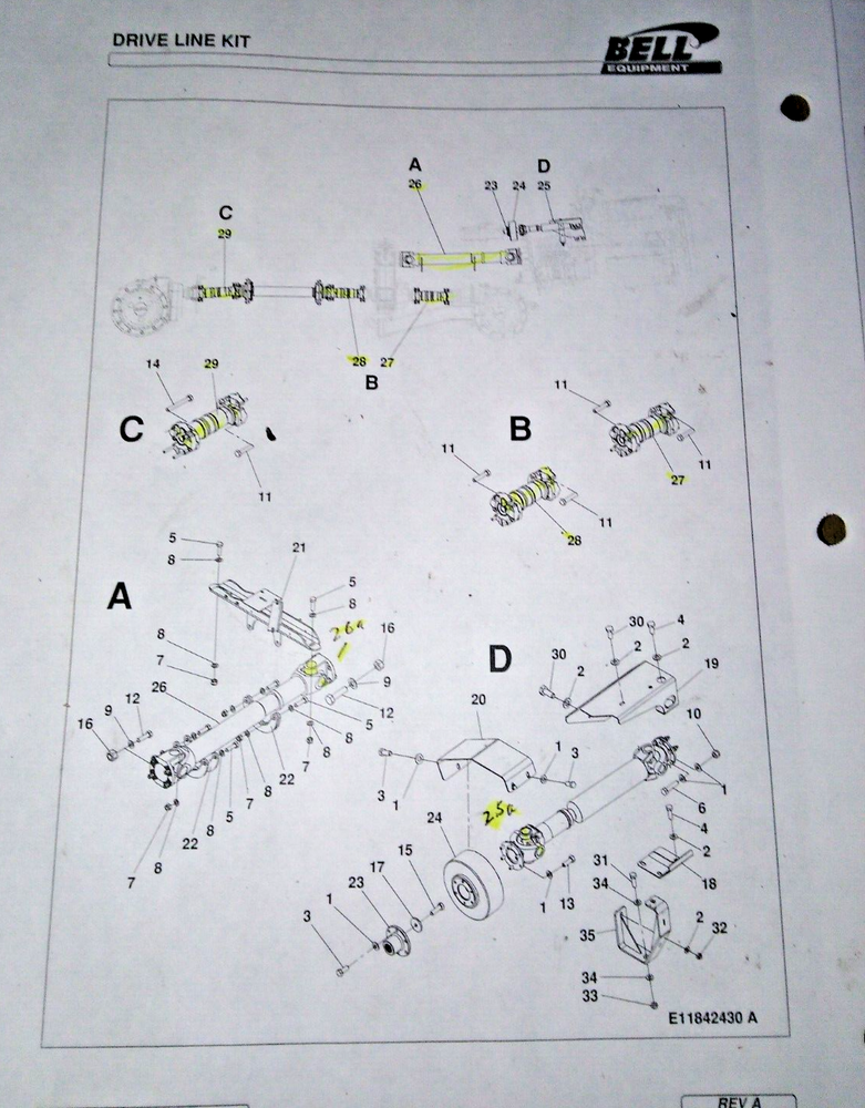 Drive Line Kit Parts Bell 4206D Prop Shafts 290304