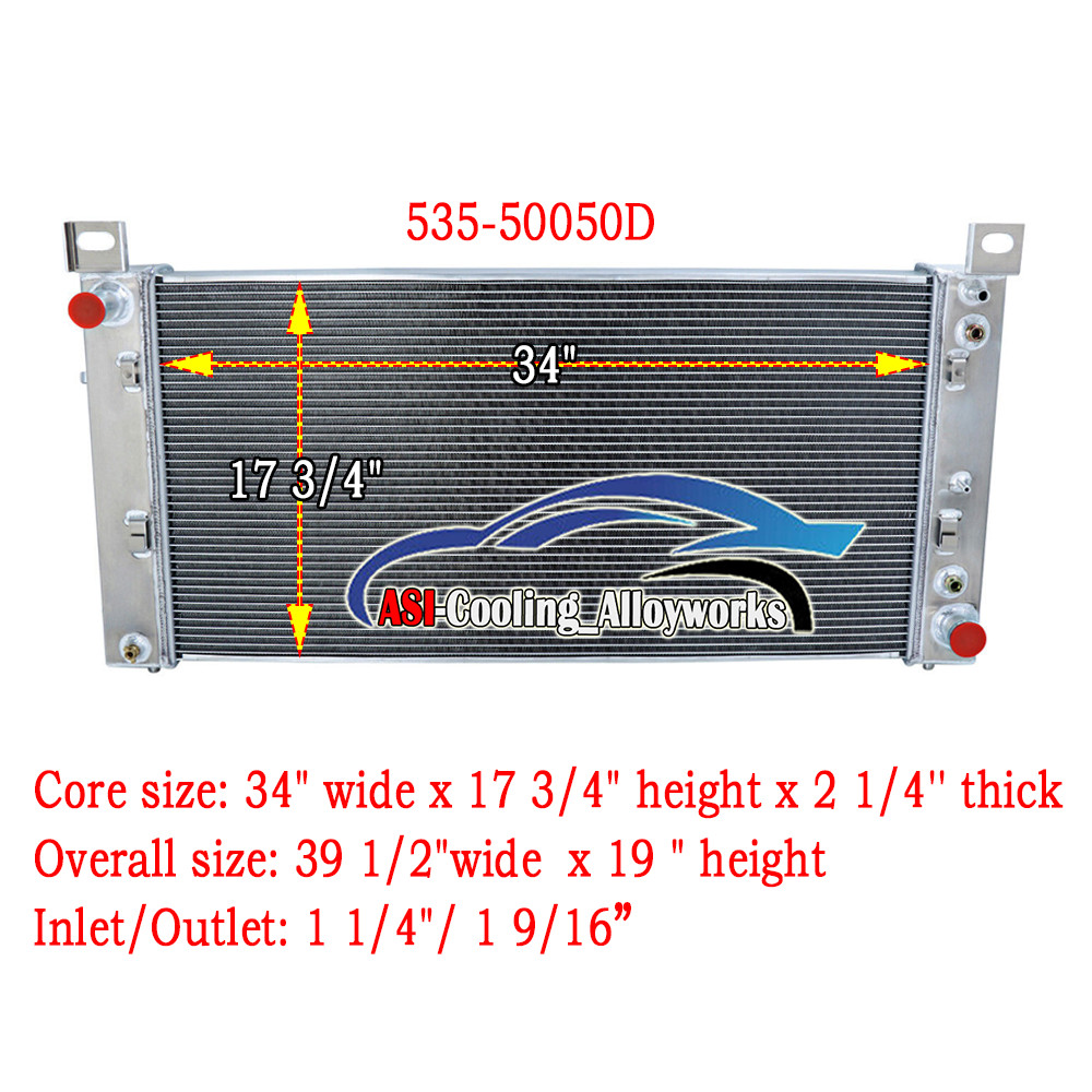 For 1999-2014 Chevy Silverado 1500 2500 HD 5.3 /6.0L 3 Core Aluminum Radiator.