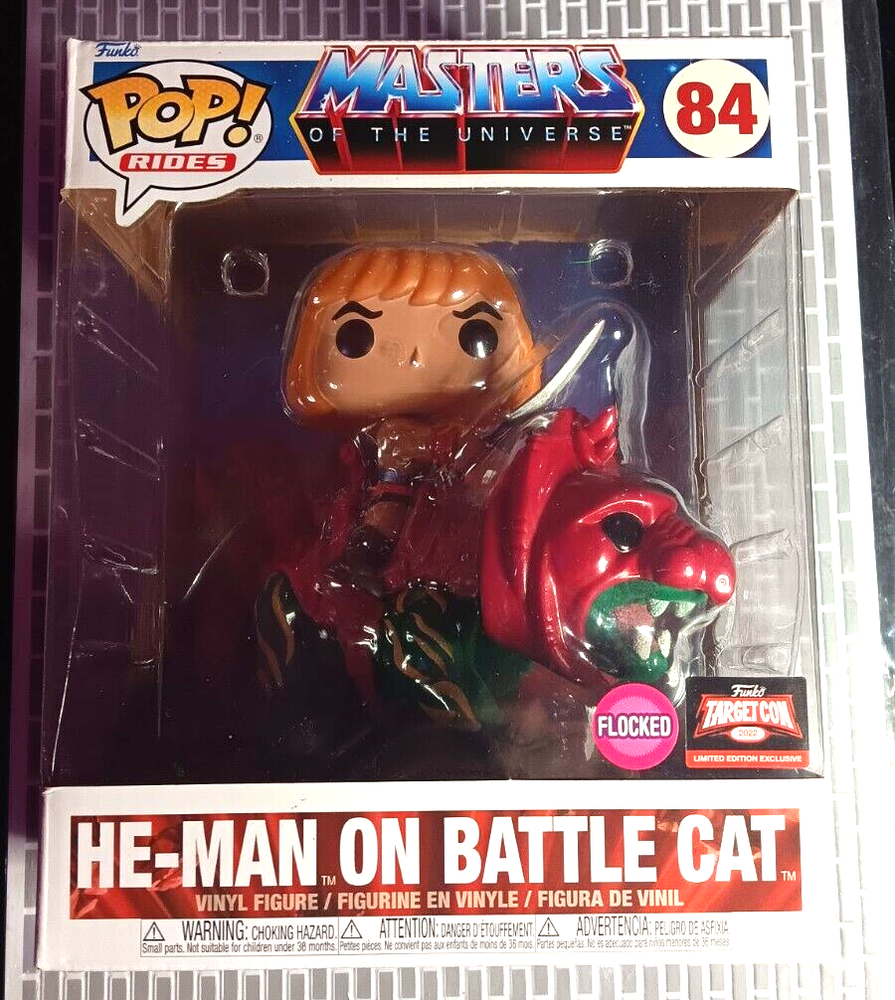 HE-MAN ON BATTLE CAT Funko POP! Masters of the Universe 84 Flocked motu NEW