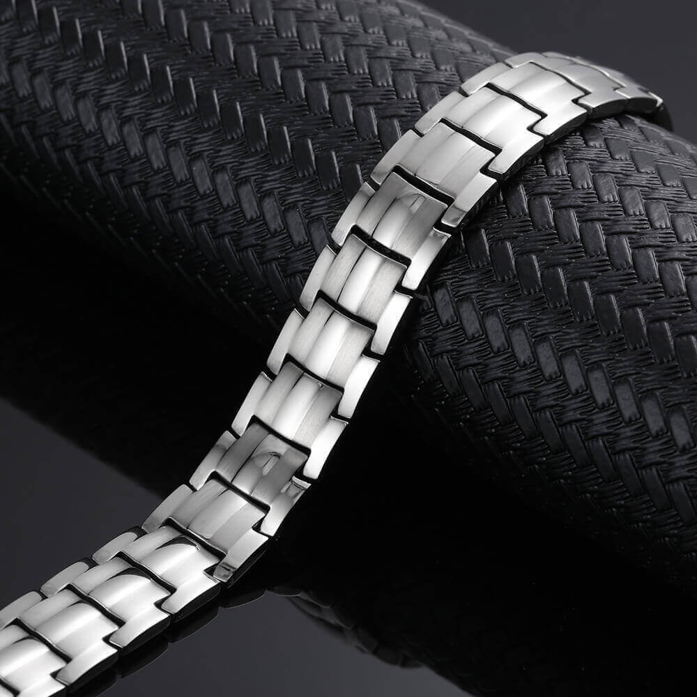 Elegant Silver Titanium Magnetic Bracelet Men Arthritis Pain Energy Balance RX