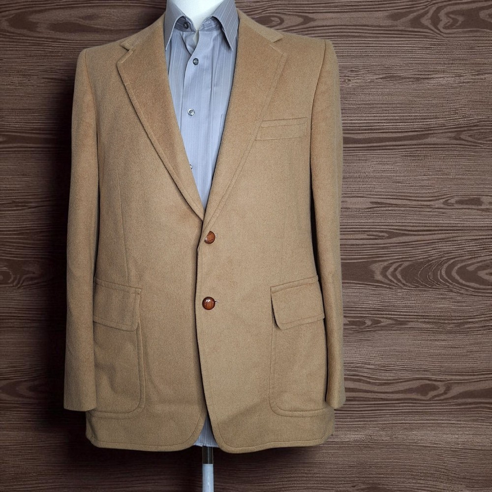 Unbranded Jacket Blazer Mens 42L Beige Single Vented Tweed