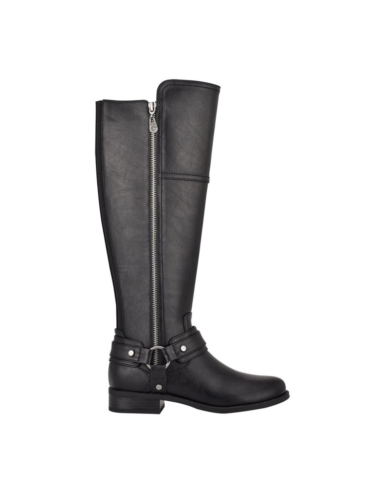 GBG LOS ANGELES Womens Black Flex Back Gold-Tone Harlea Riding Boot 5 M WC
