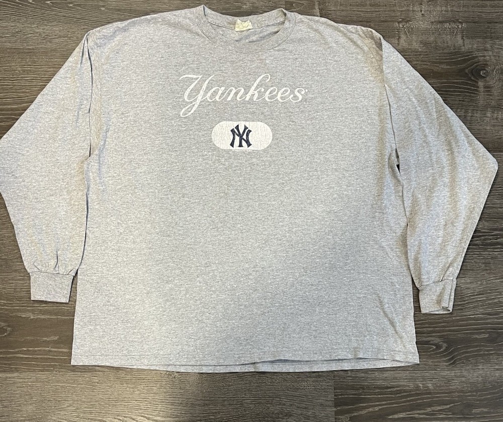 Adidas New York Yankees shirt men's large gray long sleeve, Size XL