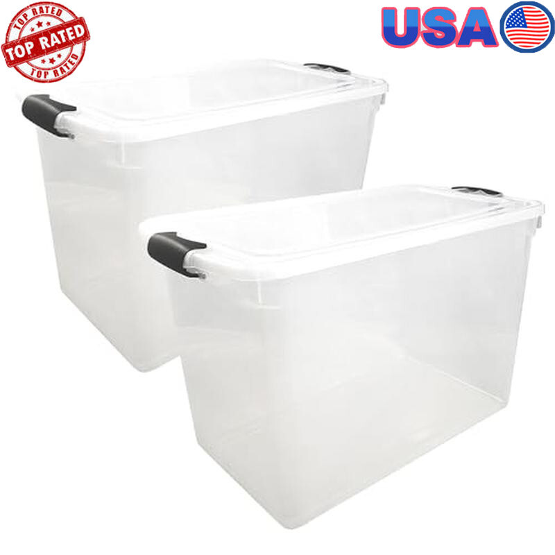 Large 112 Quart Clear Storage Bins with Locking Lids 2 Pack