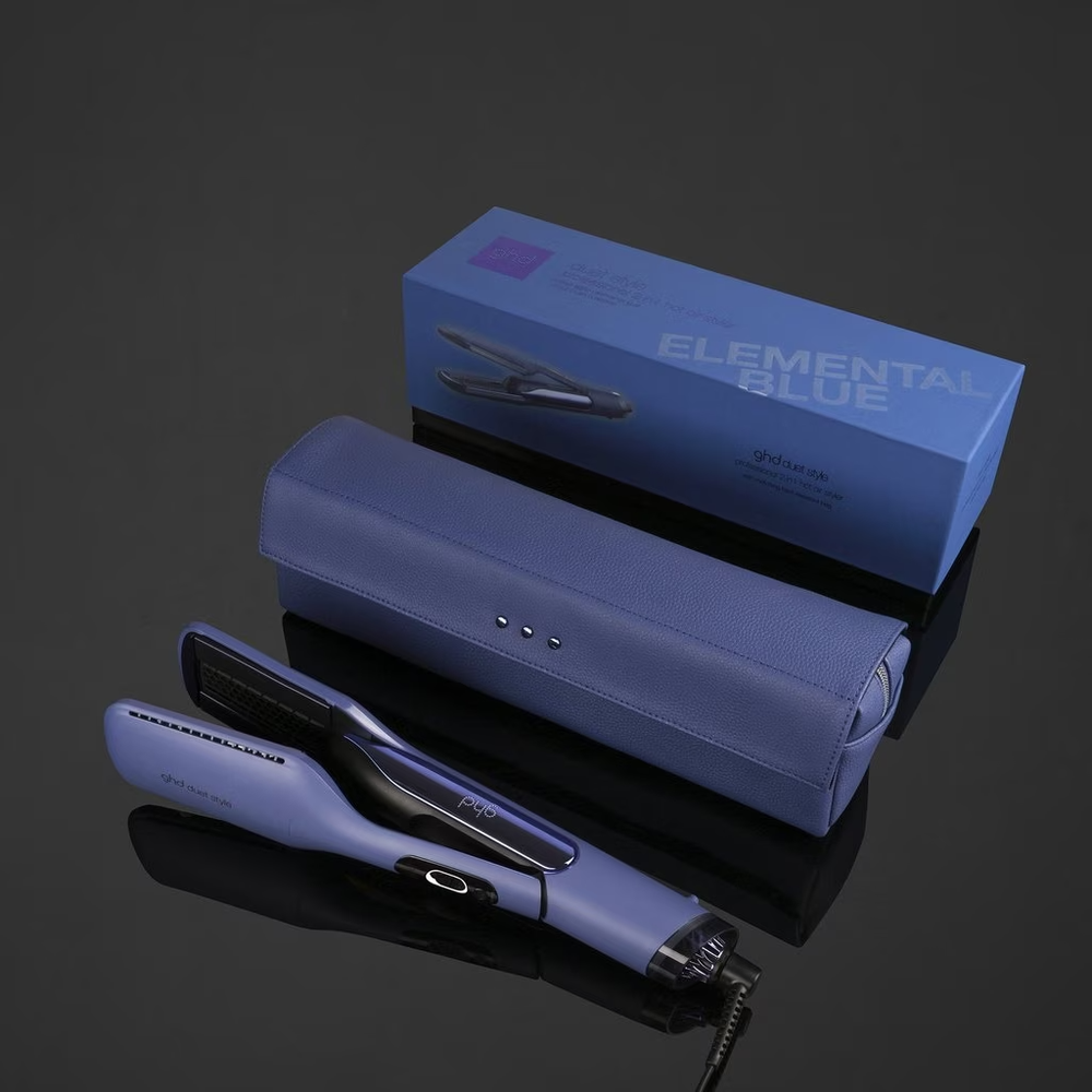 ghd Duet Style 2-in-1 Flat Iron Hair Straightener + Dryer | Elemental Blue