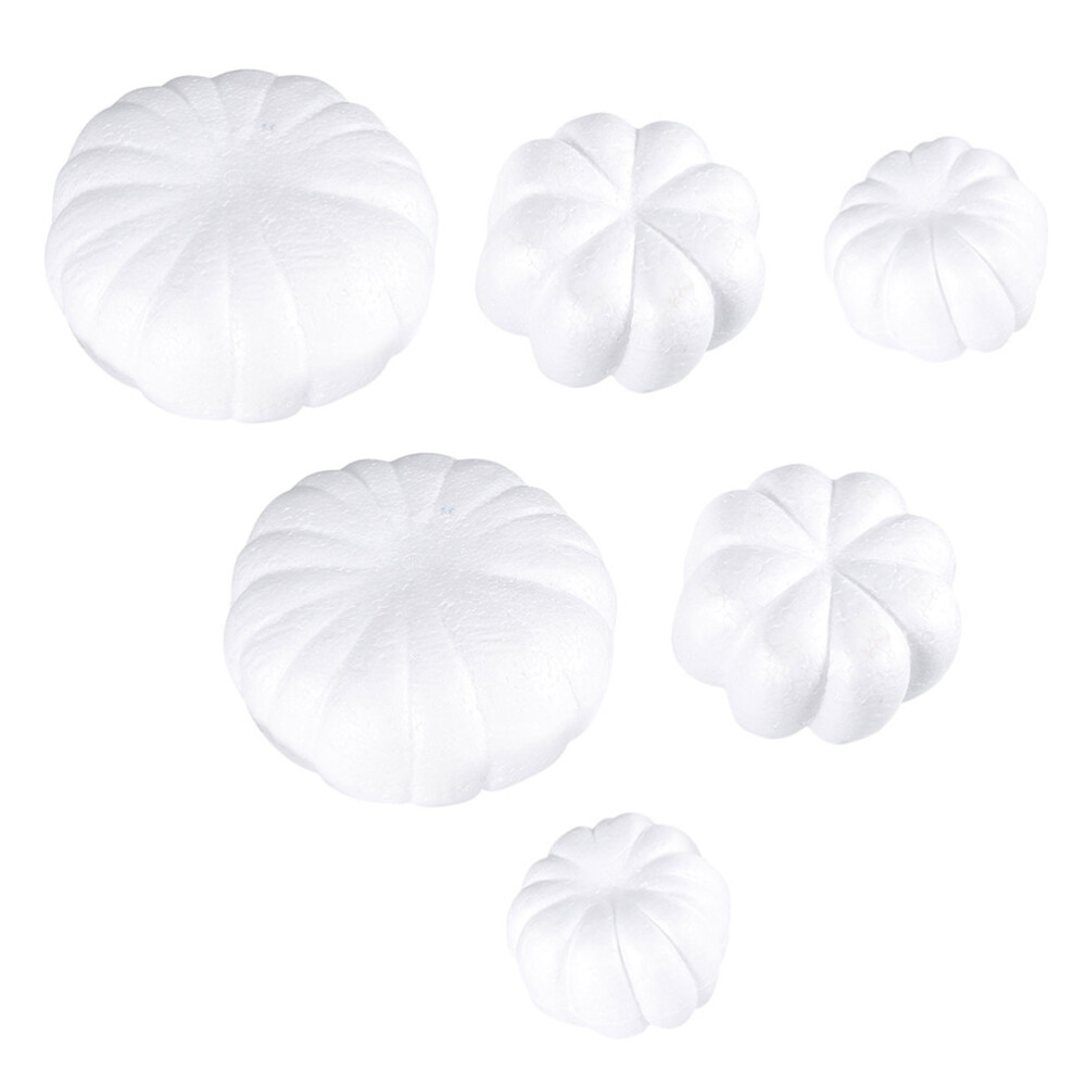 6 PCS Autumn Halloween Decorations Foam White Pumpkin DIY Craft