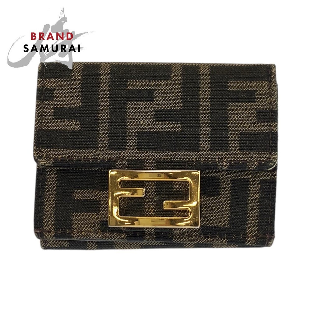 FENDI Zucca Baguette Micro Canvas Leather Gold Folded Bag
