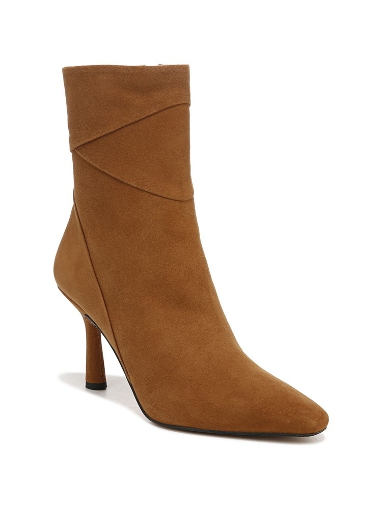 FRANCO SARTO Womens Brown Padded Milinda Square Toe Zip-Up Leather Booties 9.5 M