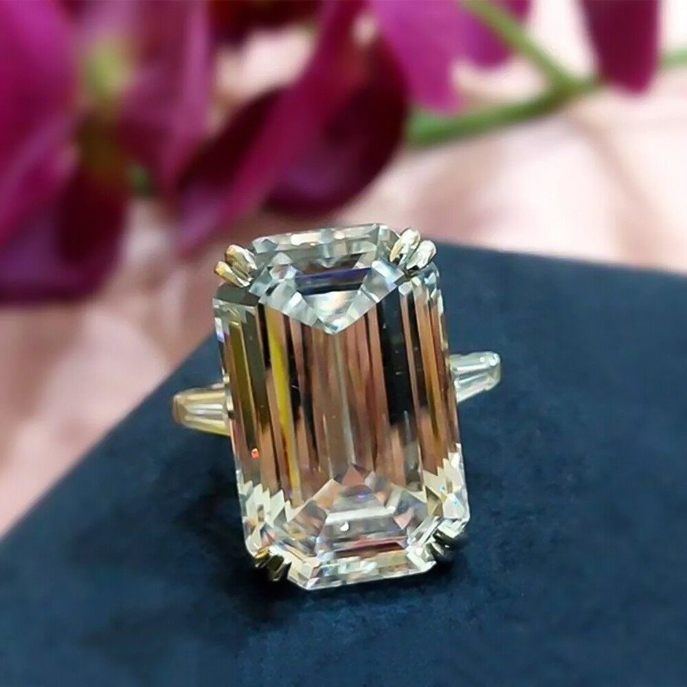6.00 Ct Certified Emerald Cut Solitaire White Diamond 925 Sterling Silver Ring