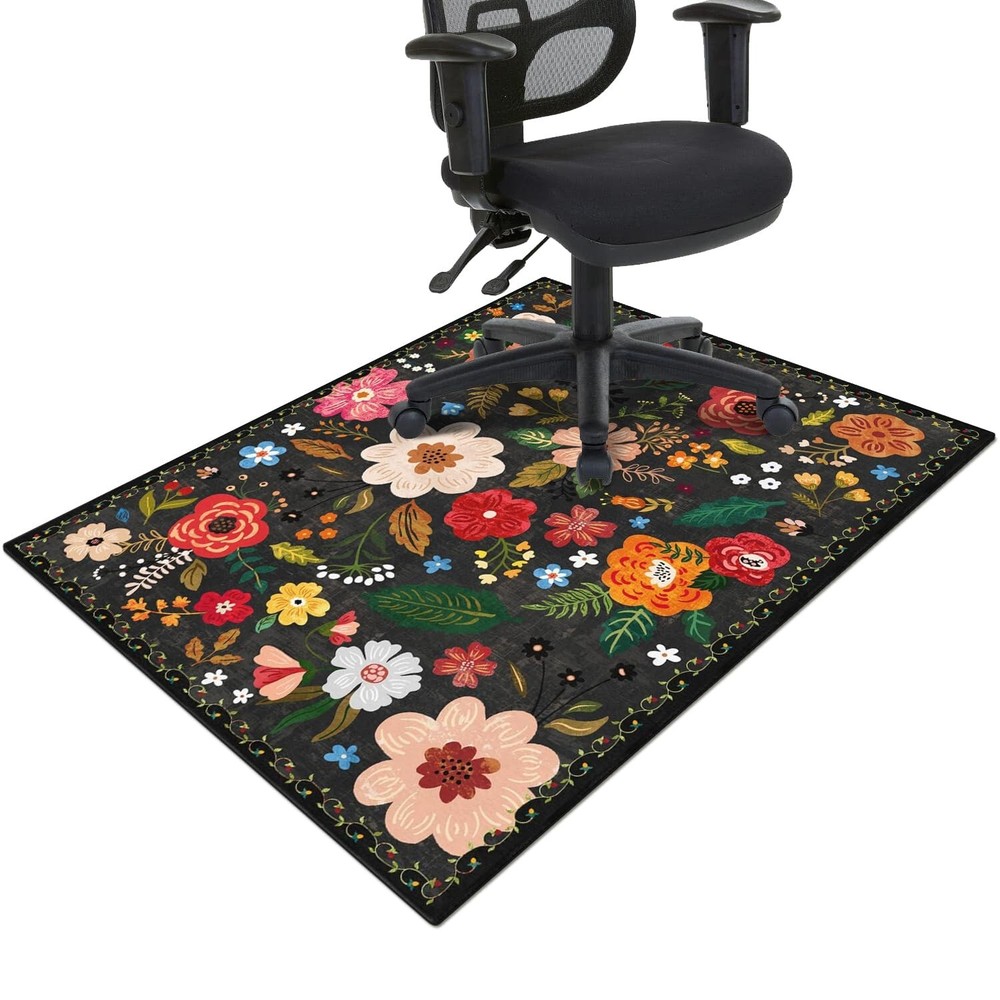 Office Chair Mat for Hardwood & Tile Floor,Boho Floral 36
