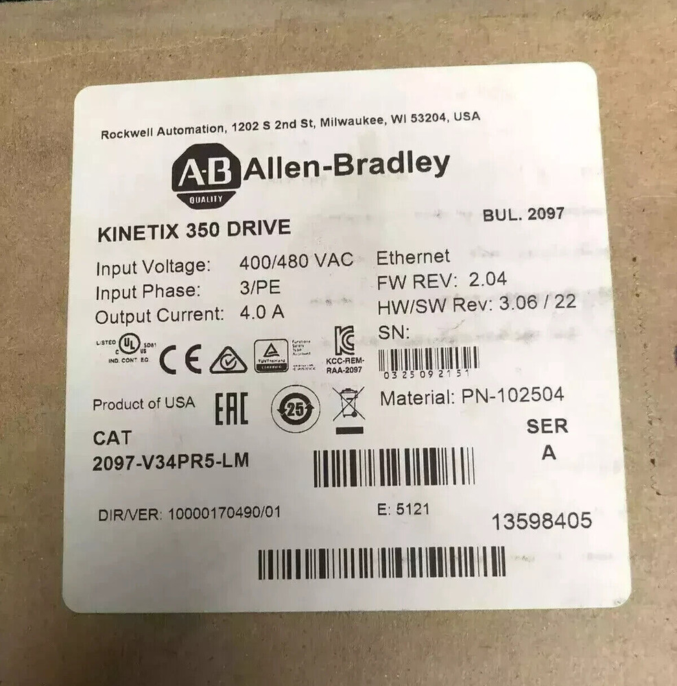 Surplus Sealed Allen-Bradley 2097-V34PR5-LM Kinetix 350 2.0kW Servo Drive