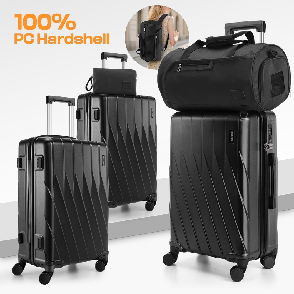 5-Piece Luggage Set Carry on Suitcase with 100% PC Hardshell Durable Travel Set