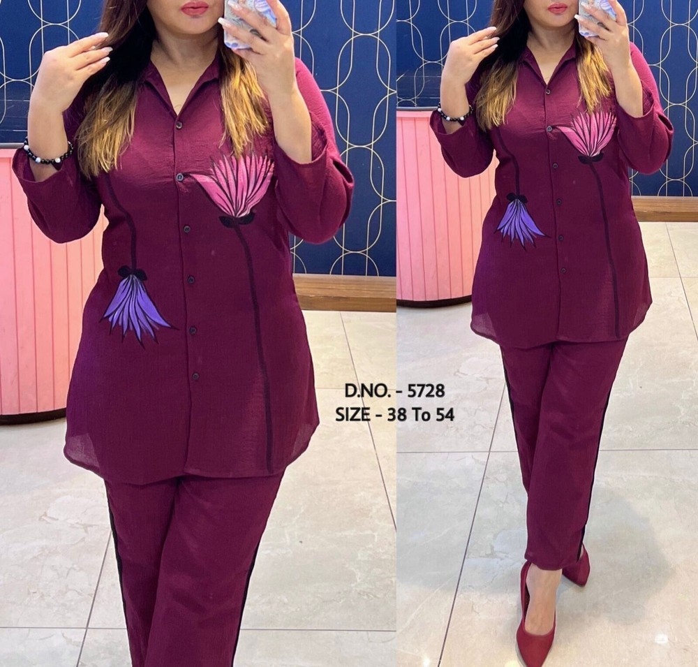 Beautiful Cotton Hand Brush Print Work & Cordset, Shirt With Pant Plus size,7XL