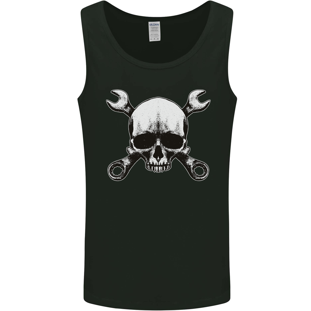Spanner Skull Mechanic Car Biker Motorbike Mens Vest Tank Top