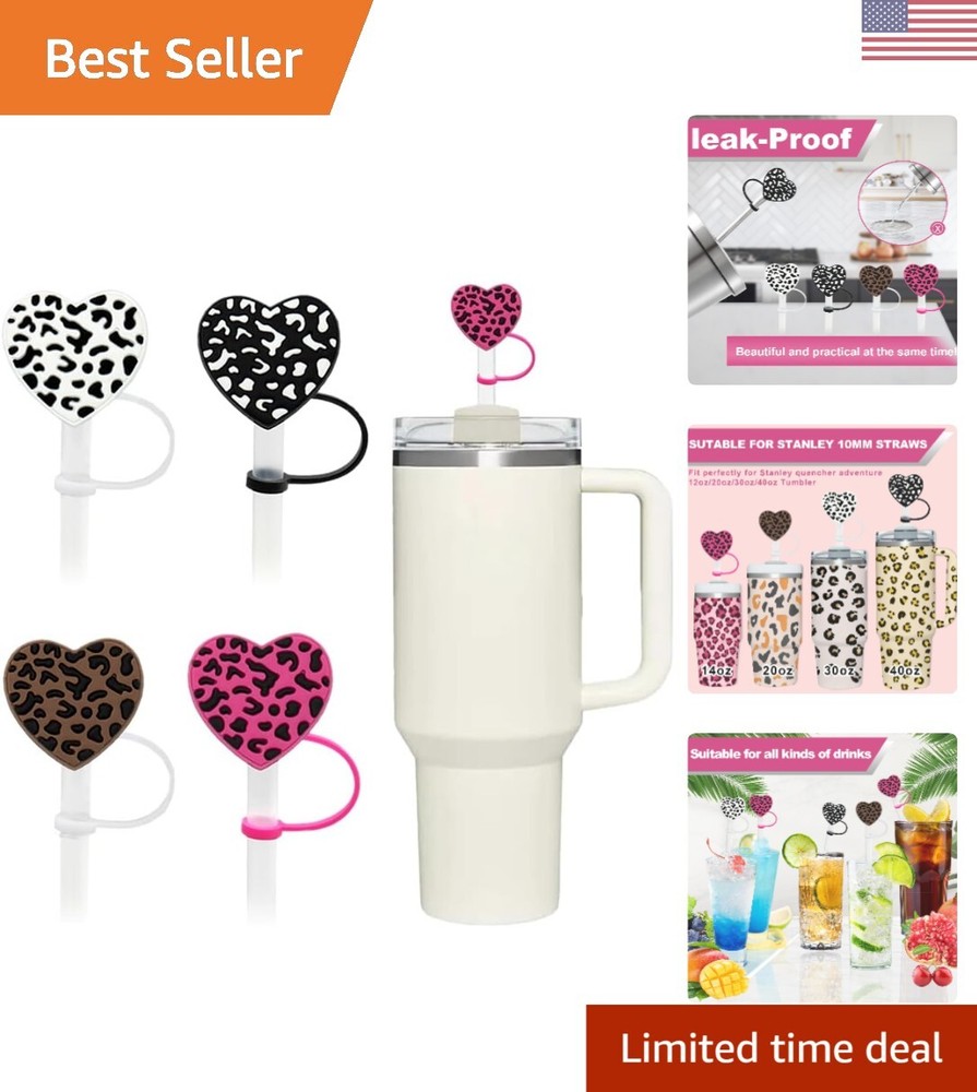 4Pcs Straw Cover for 40oz & 30oz Tumbler, 10mm Leopard Straw Covers Reusable ...