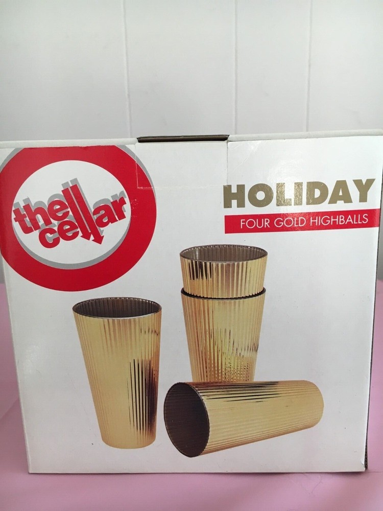 4 Piece Gold Metallic Highball Glass Set