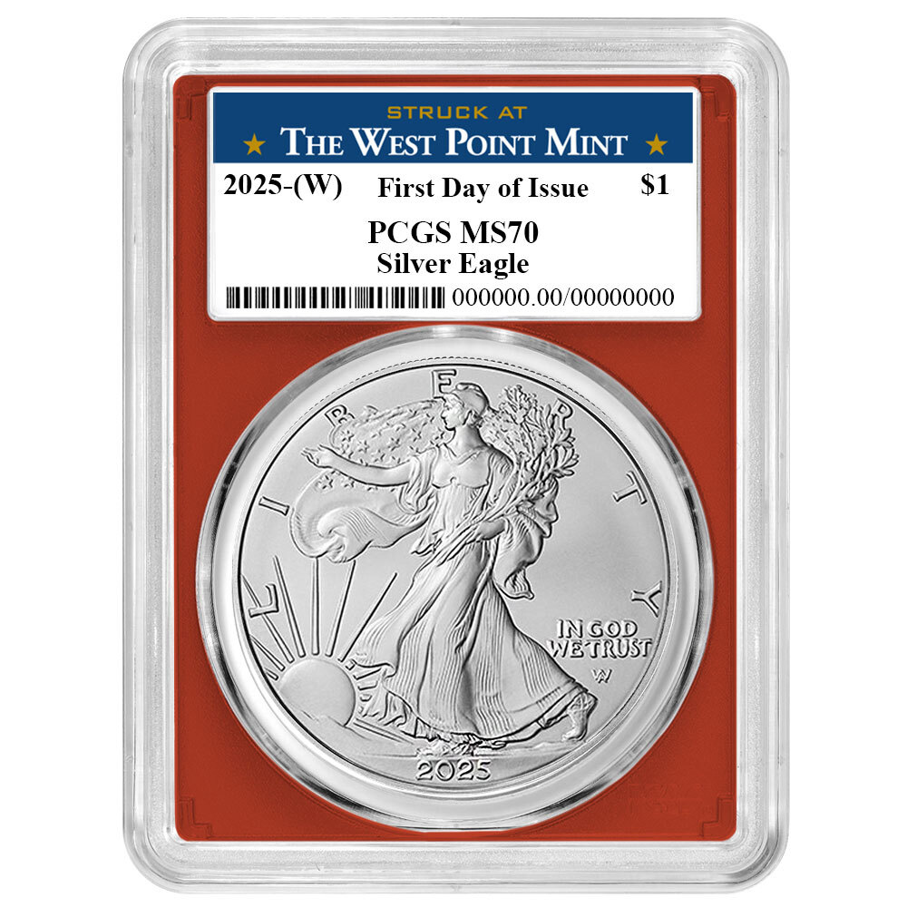 Presale - 2025 (W) $1 American Silver Eagle PCGS MS70 FDOI West Point Label R...-image