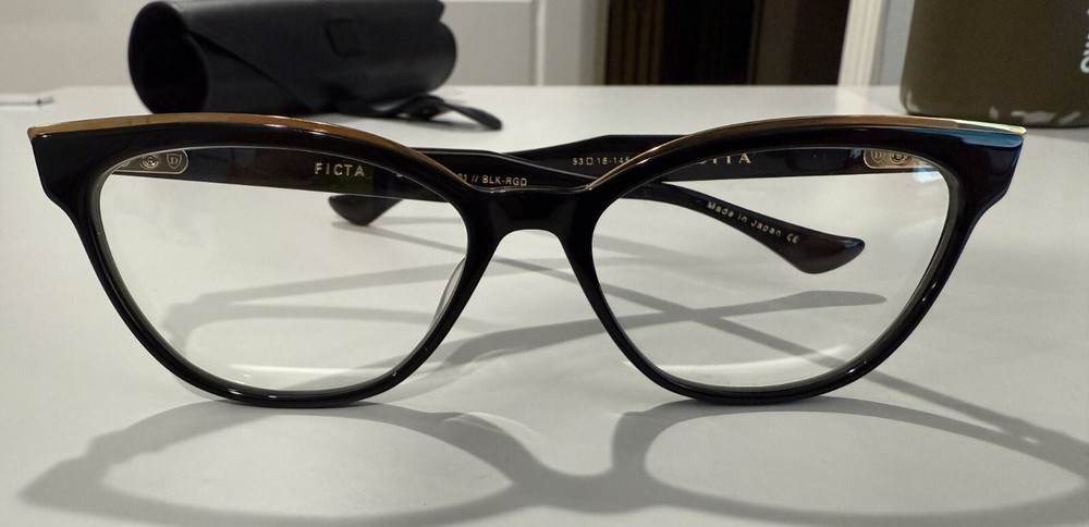 Authentic Dita FICTA DTX528-53-01 BLK-RGD 53mm Black Gold Glasses Frames Japan
