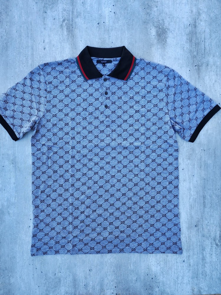 Gucci Classic Polo Shirt Gray XL Regular Fit Mens G Style