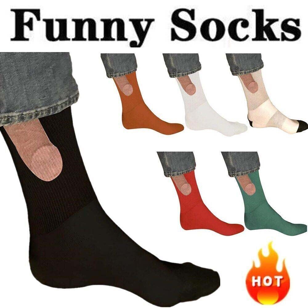 2024 Novelty Funny Sock Joke Exposed Prank Printing Funny Colorful Sexy Socks
