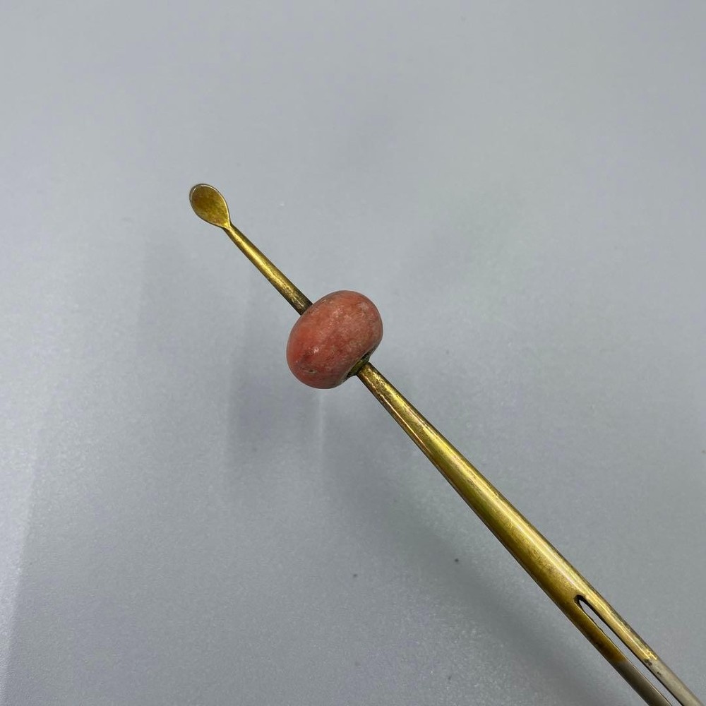 Kanzashi Kimono Antique metal with red stone beads