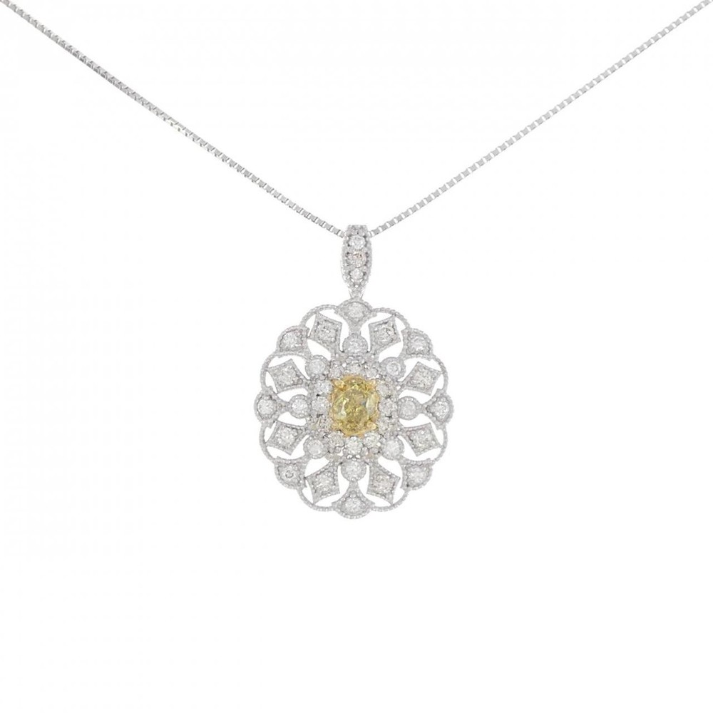 Authentic PT K18YG Diamond Necklace 0.322CT FBGY VS2 Oval cut  #270-003-974-2145