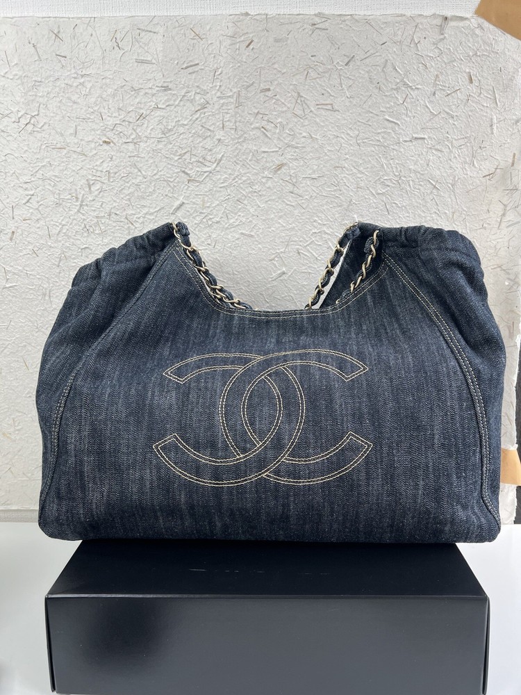 CHANEL Blue Denim Coco Cabas Tote Bag with Classic CC Logo