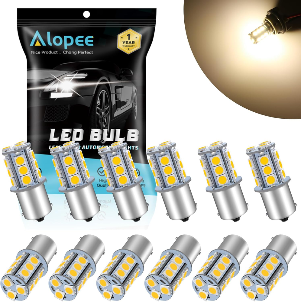 Alopee 1141 LED Bulb RV Light Bulbs Interior 12V Warm White 1156 Bulb for 7506