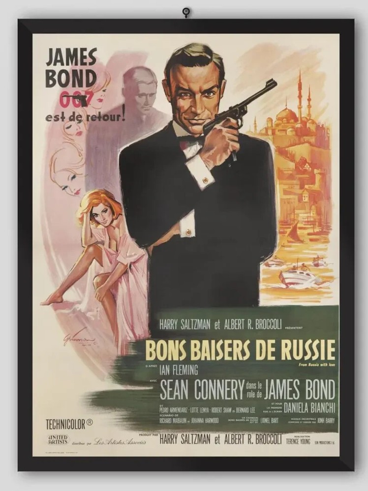 Vintage 1963 French James Bond From Russia With Love Movie Poster  