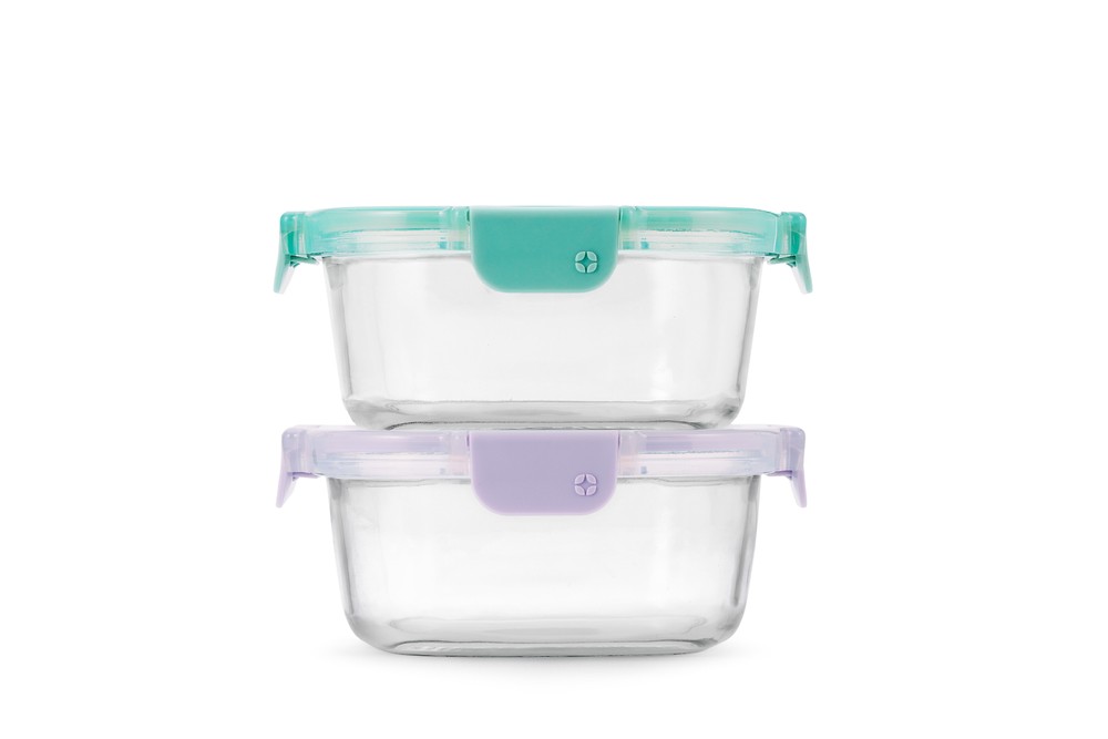 Ello 3.4-Cup Round Glass Food Storage Containers with Lids 2-Pack