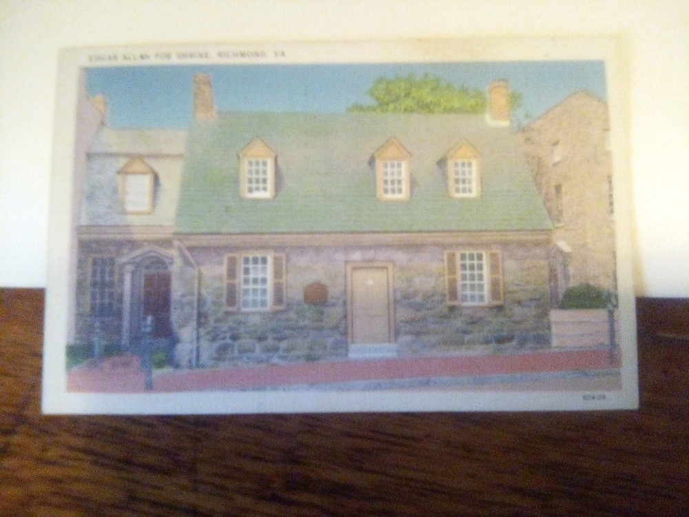 Edgar Allen Poe Shrine Richmond VA Oldest Building Linen Postcard