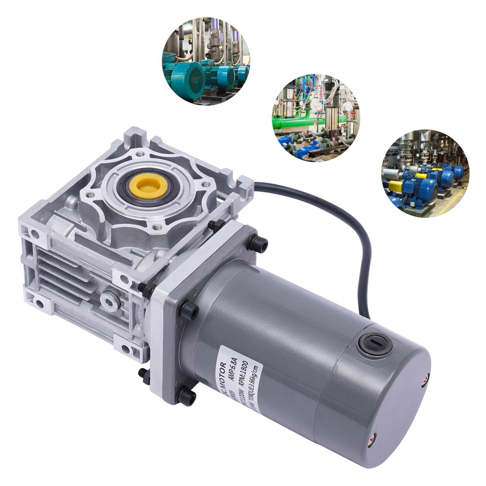 120W Gear Motor Worm Gear Gearbox Worm Gear Reducer RV Motor DC 24V 1800RPM