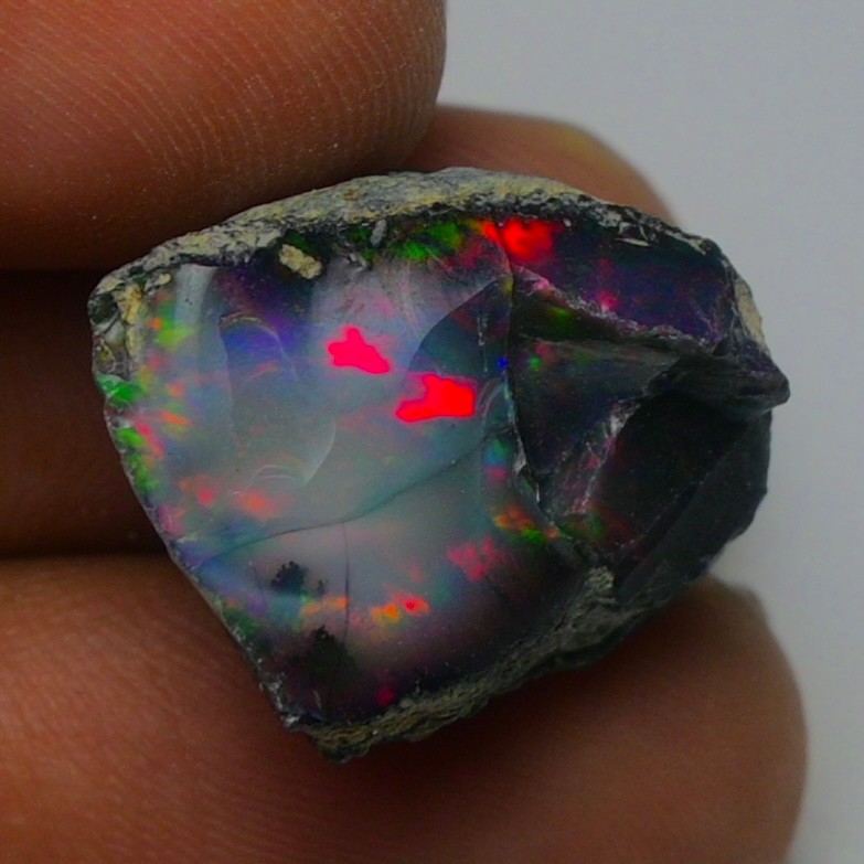 Black Opal Rough 14.75 Carats, Smoked Ethiopian Welo Opal Rough, Fire Opal Raw