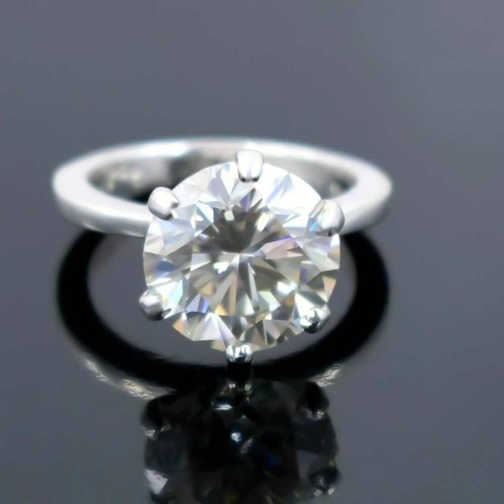 4.55 Ct Certified White Diamond Ring Birthday Gift for Women in 925 Silver