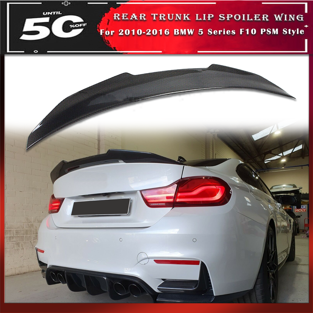 For 2010-2016 BMW 5 Series F10 PSM Style Rear Spoiler Carbon fiber look