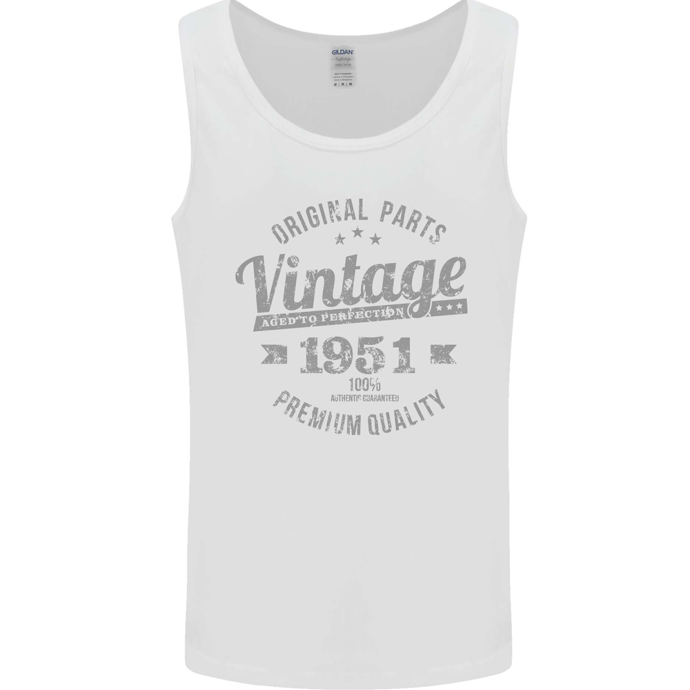 Vintage Year 74th Birthday 1951 Mens Vest Tank Top White