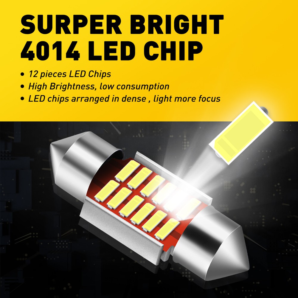 2x 31MM AUXITO DE3175 DE3022 LED Car Dome Map Light Bulbs 12V 6000K Bright White