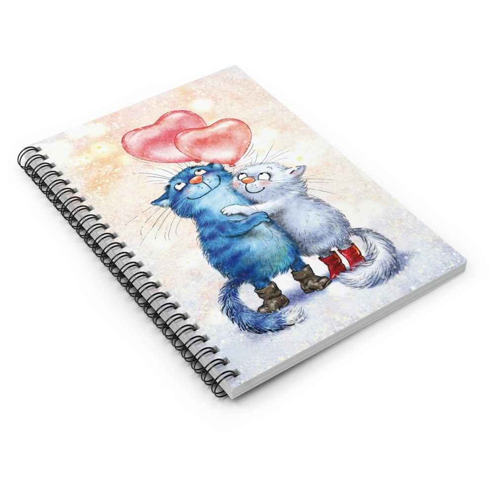Cat Love Spiral Notebook, Journal, Diary, Sketchbook, Balloons, Gift