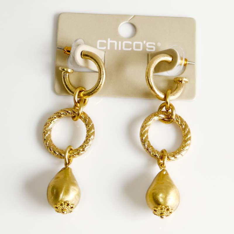 New Chicos Beads Drop Hoop Earrings Gift Vintage Women Party Holiday Jewelry