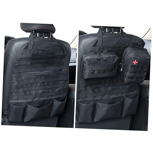 Car Seat Back Organizer, Tactical Molle Nylon Vehicle Panel Universal Black