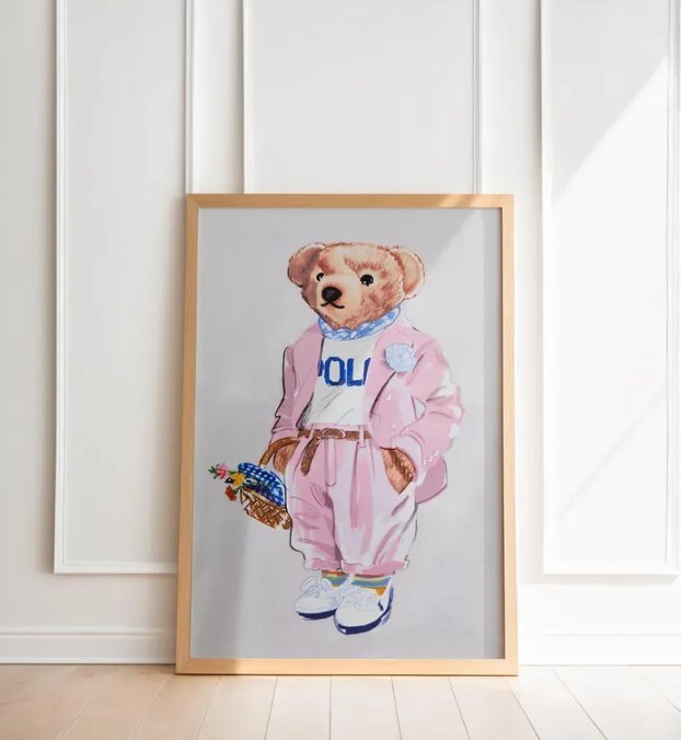 Polo Bear Wall Art Poster, Fashion Magazine Poster